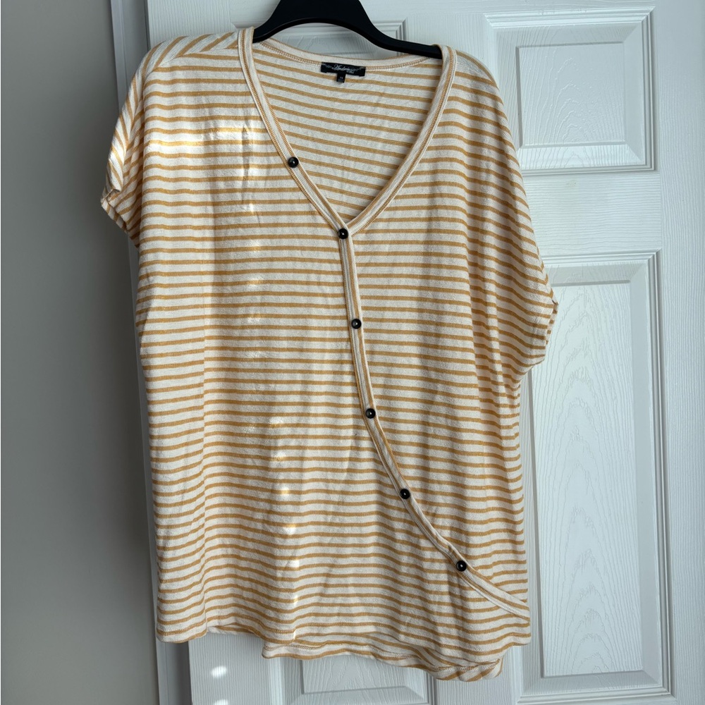 Andree Cream and Yellow Striped Blouse